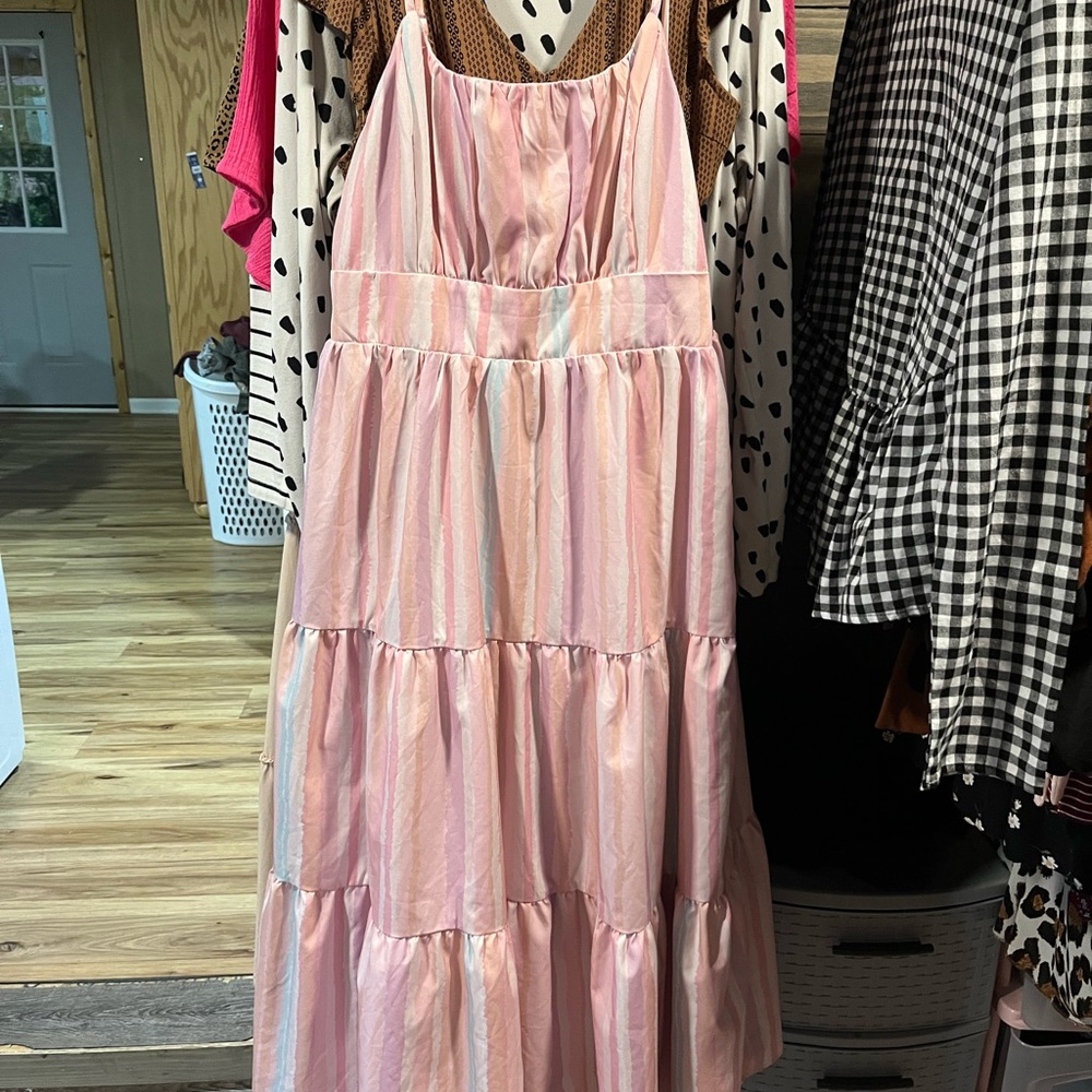 SHEIN Pink Striped Dress
